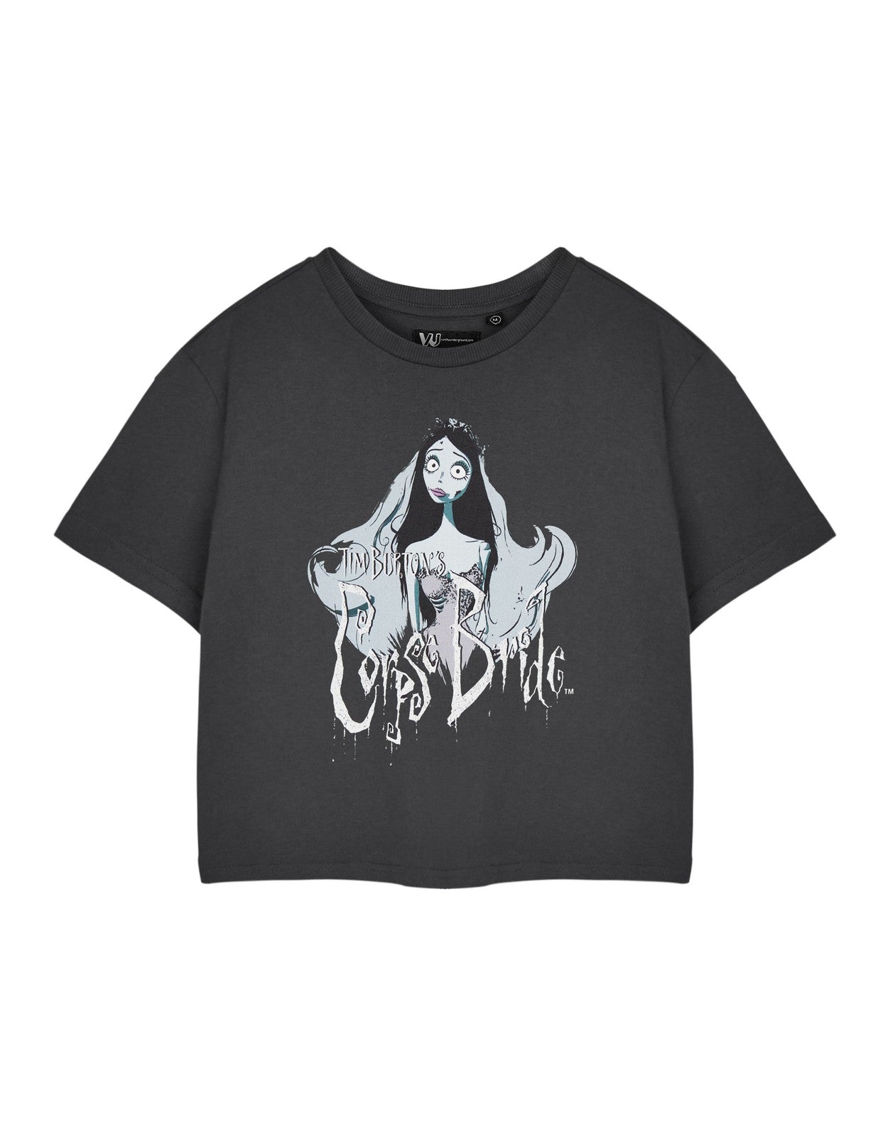 Corpse Bride Cropped Short Sleeved T-Shirt | Womens Charcoal | Official Merch