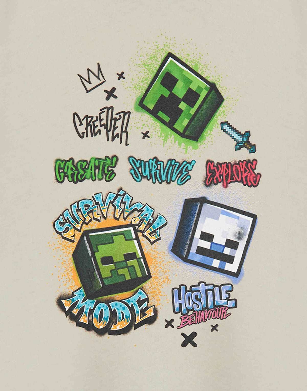 Minecraft Short Sleeved T-Shirt | Boys Oatmeal Gaming | Official Merch