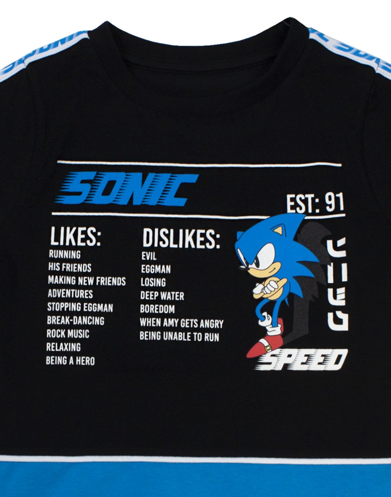 Sonic the Hedgehog Short Sleeved T-Shirt | Boys Black | Official Merch
