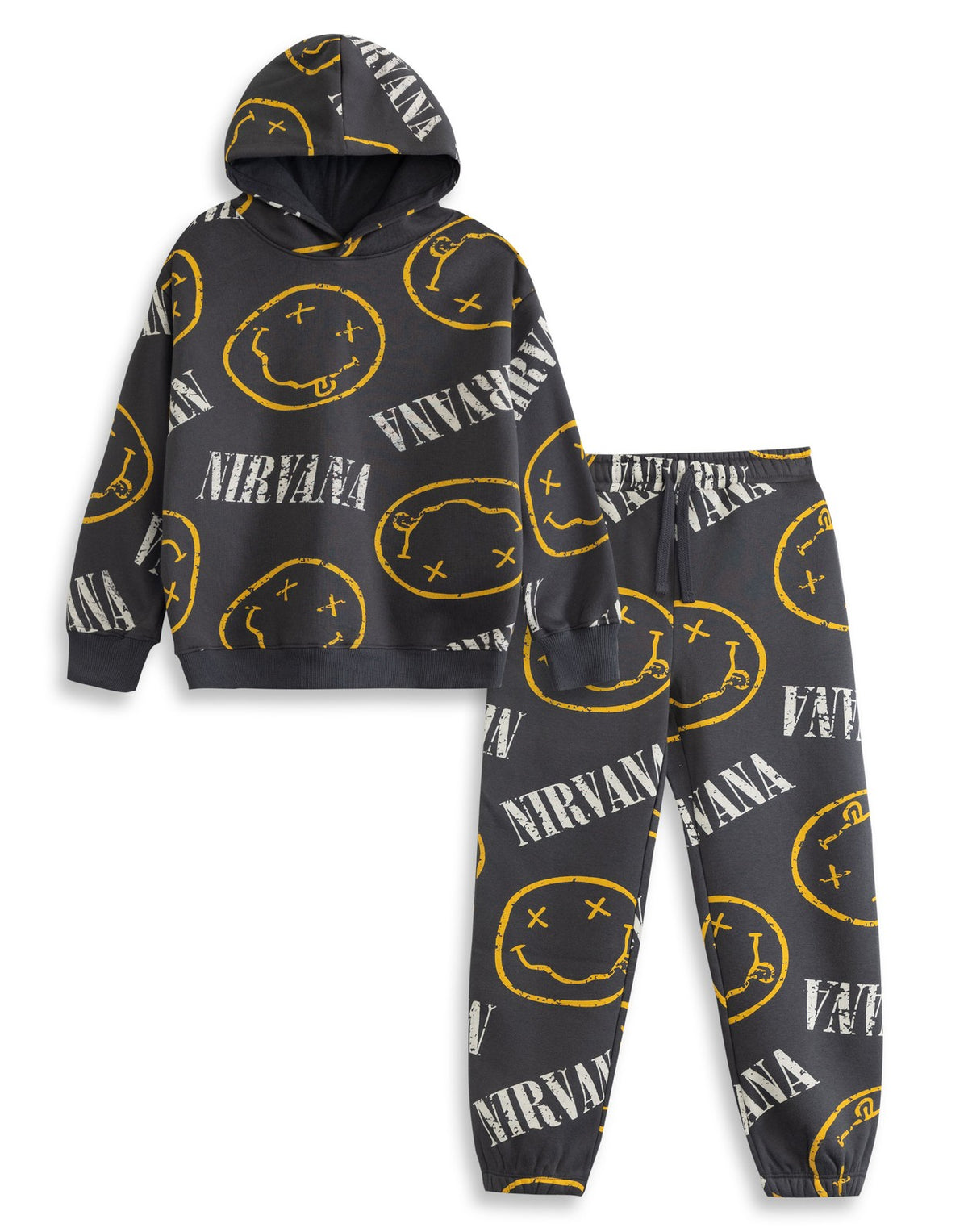 Nirvana Sweatshirt and Joggers Set | Unisex Kids Grey | Official Merch
