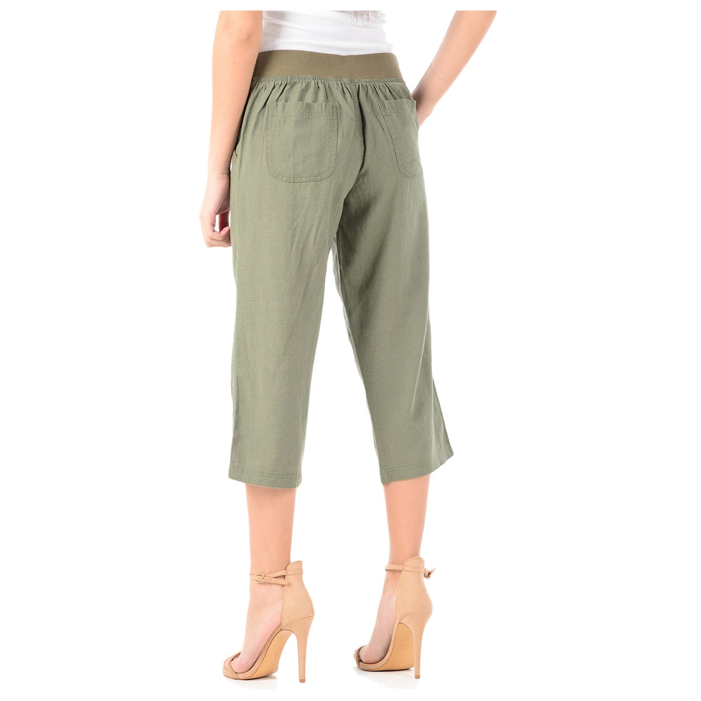 LADIES LINEN 3 QUARTER TROUSER WOMEN CROPPED 3/4 PANTS SUMMER RELAXED FIT SHORTS