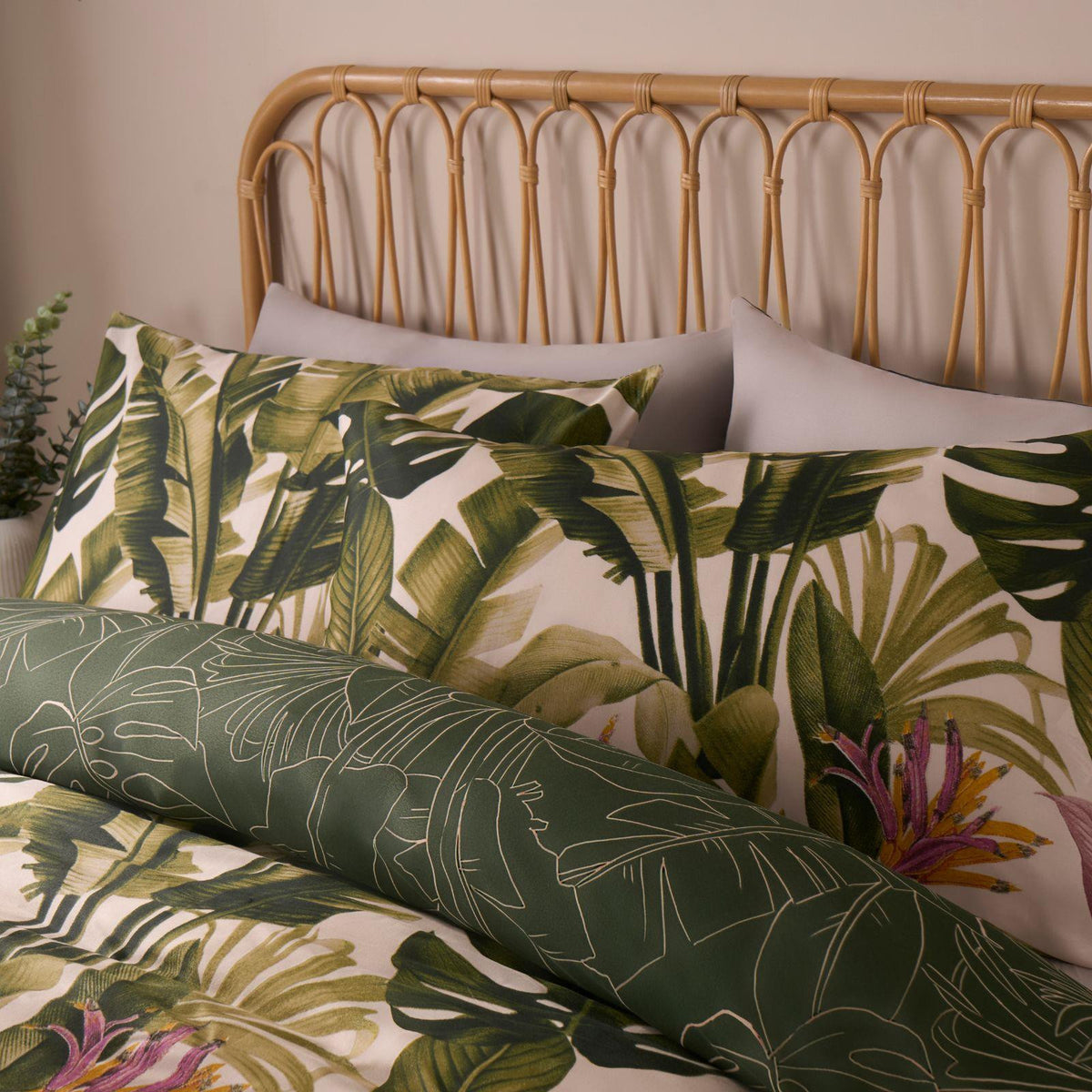 Tropical Duvet Cover Set Leaves Reversible Soft Bedding Quilt with Pillowcases