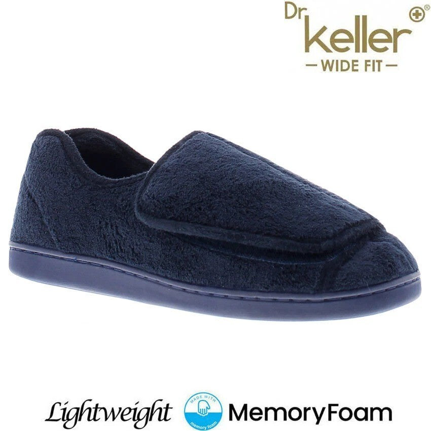 Mens Dr Keller Wide Fit Orthopaedic Slippers Memory Foam Diabetic Fleece Lined