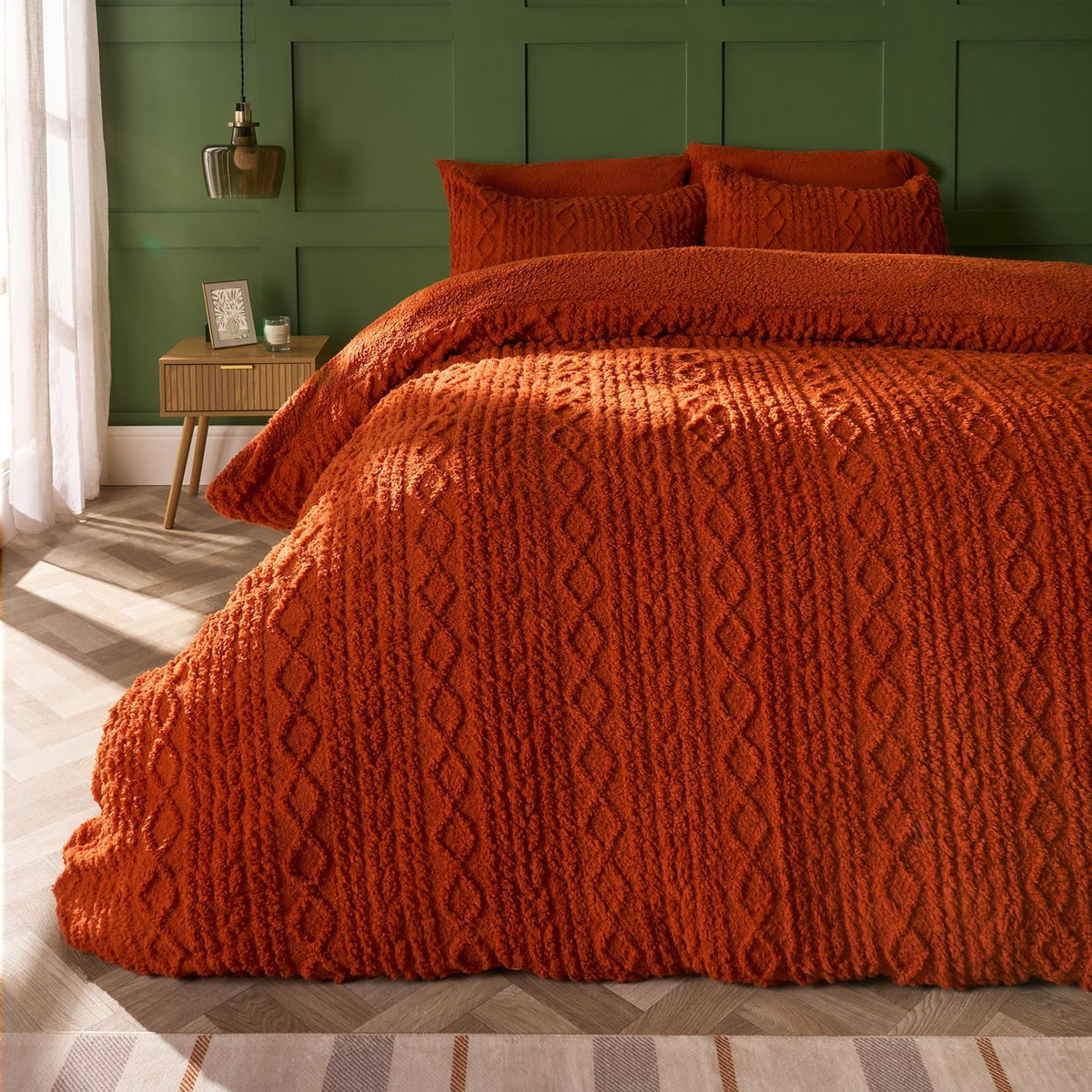 OHS Cable Knit Bedding Set Reversible Fleece Quilt Duvet Cover with Pillowcase