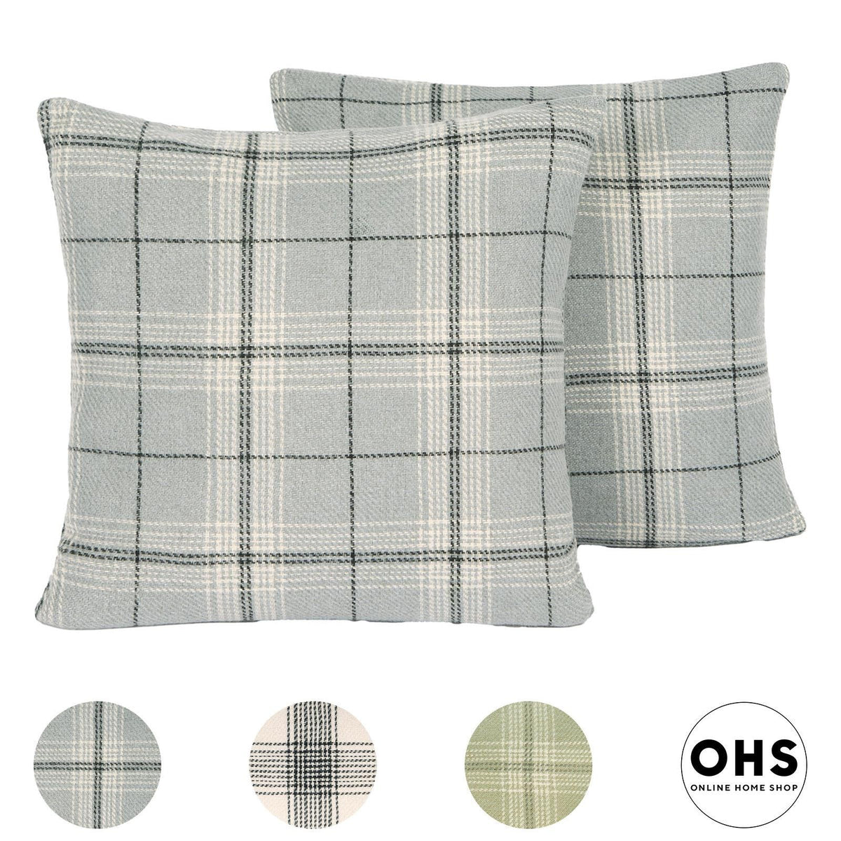 OHS Woven Check Cushion Covers 2 Pack Cases Luxury Home Decor