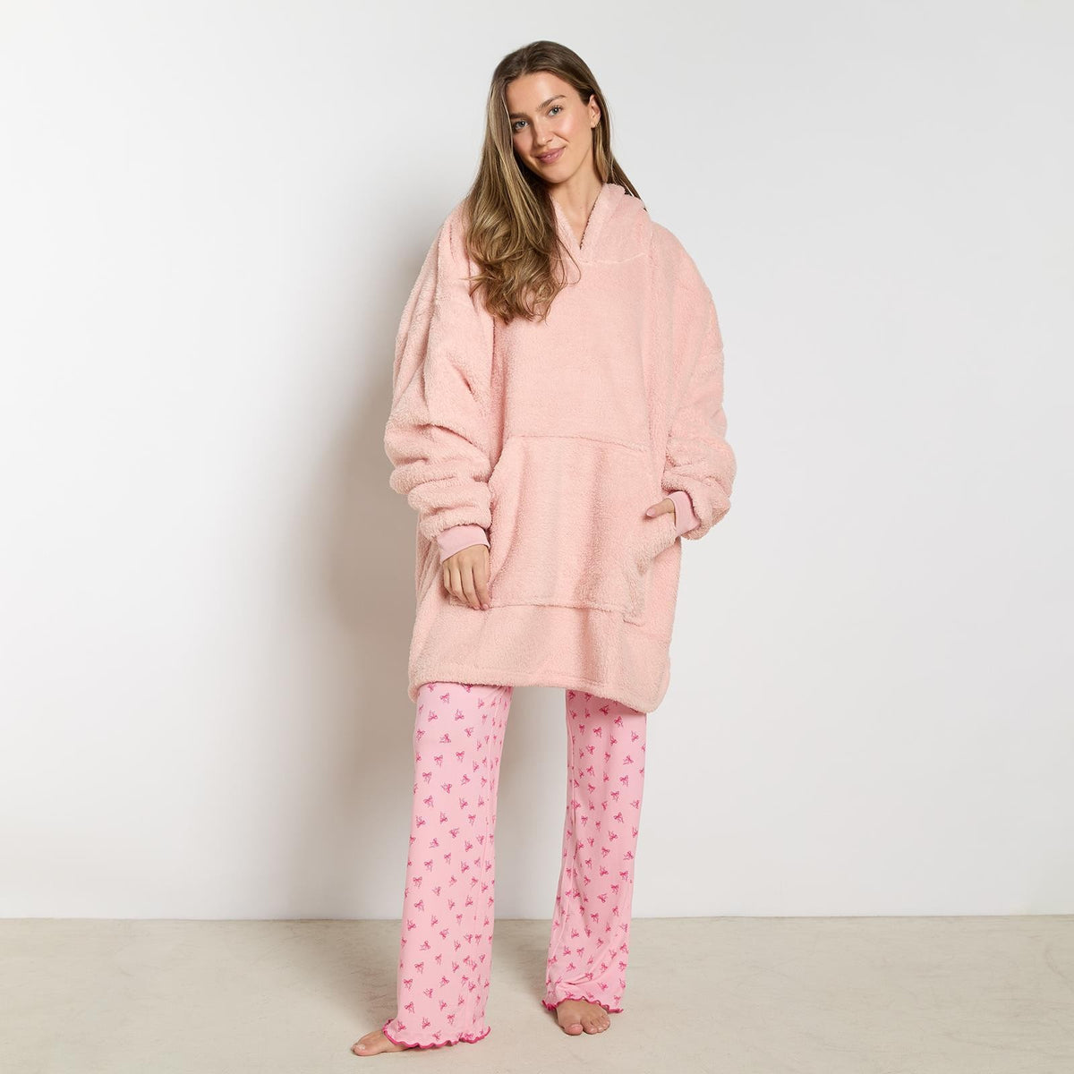 OHS Teddy Fleece Sherpa Lined Hooded Blanket Soft Oversized Adults Throw