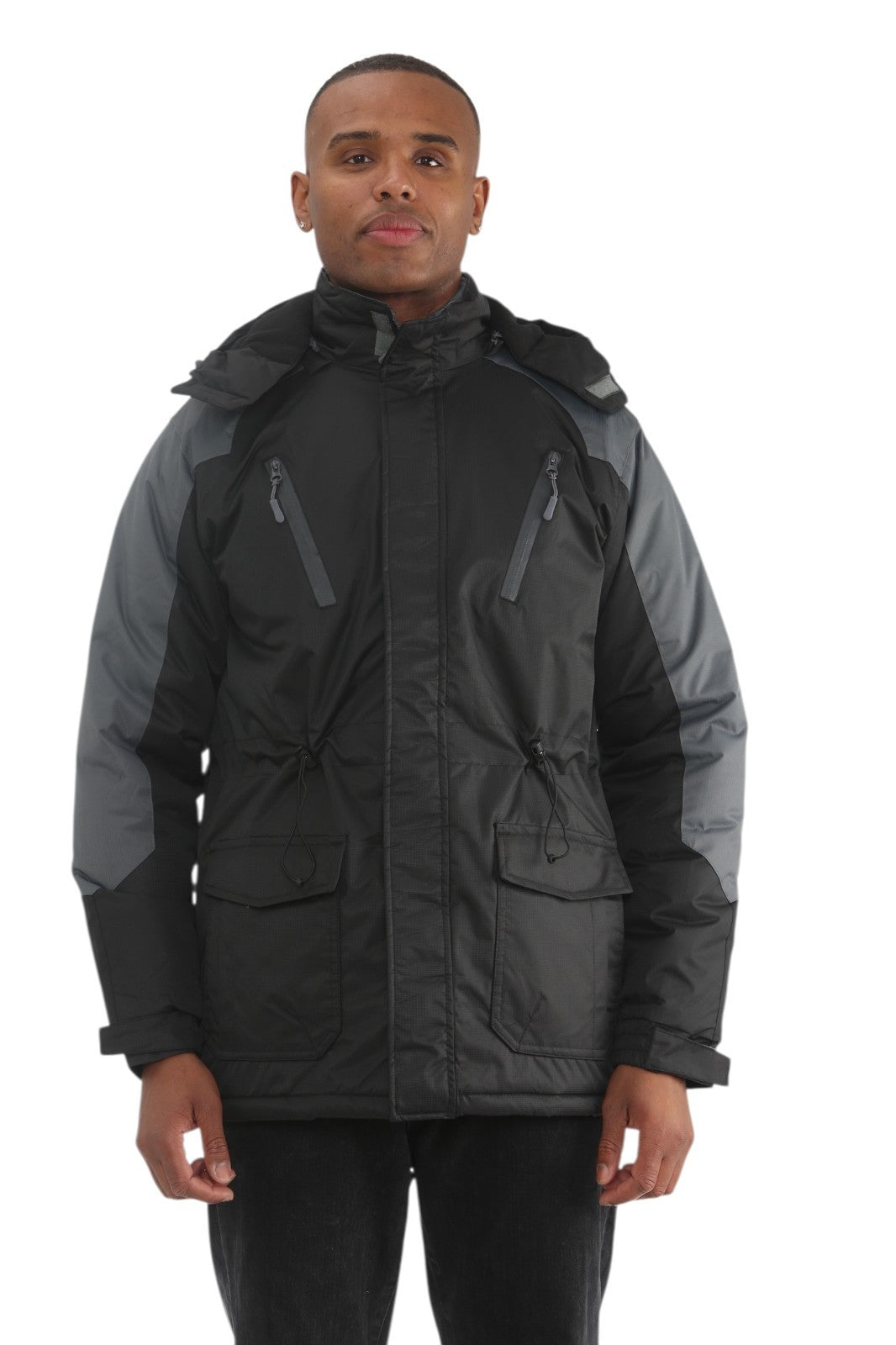 Mens Padded Winter Jacket Fleece Lined Warm Coat Hooded Waterproof Parka