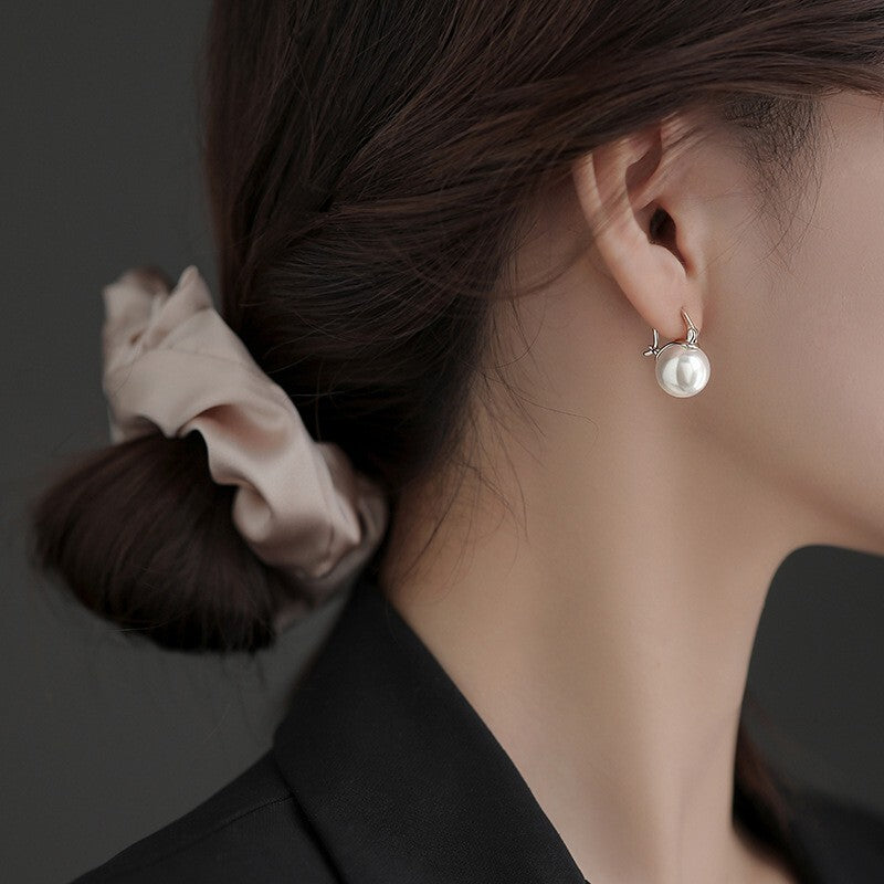 925 Sterling Silver Beautiful Pearl Hoop Earrings Jewellery Women Girls Gift