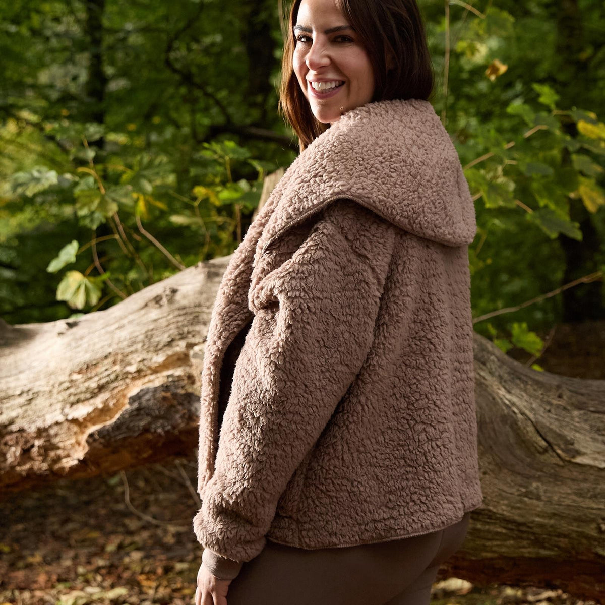 OHS Waterfall Short Cardigan Teddy Fleece Open Front Wrap Loungewear Outwear