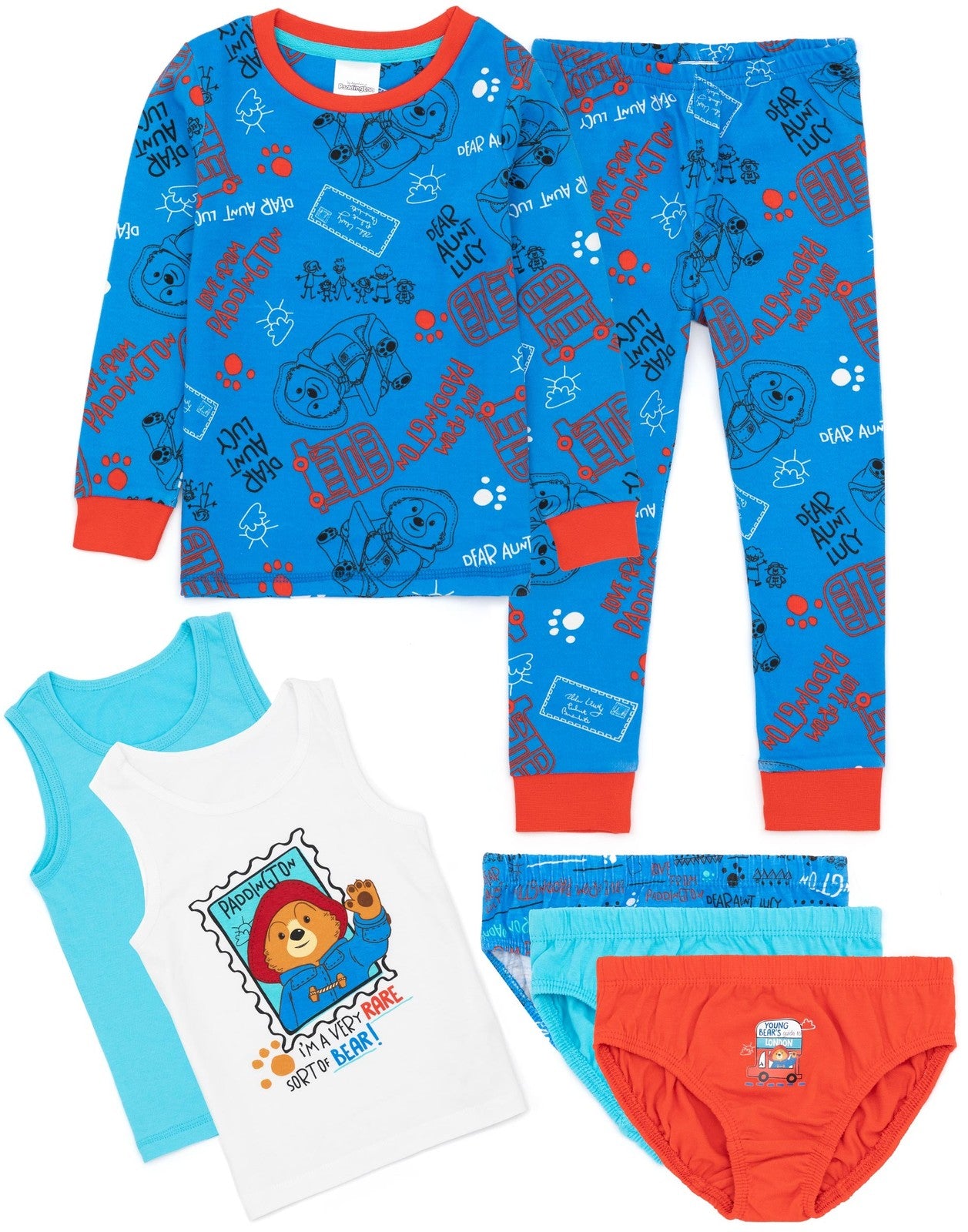 Paddington Bear Long Sleeve Long Leg Pyjama Set | Unisex Kids Multicoloured | Of