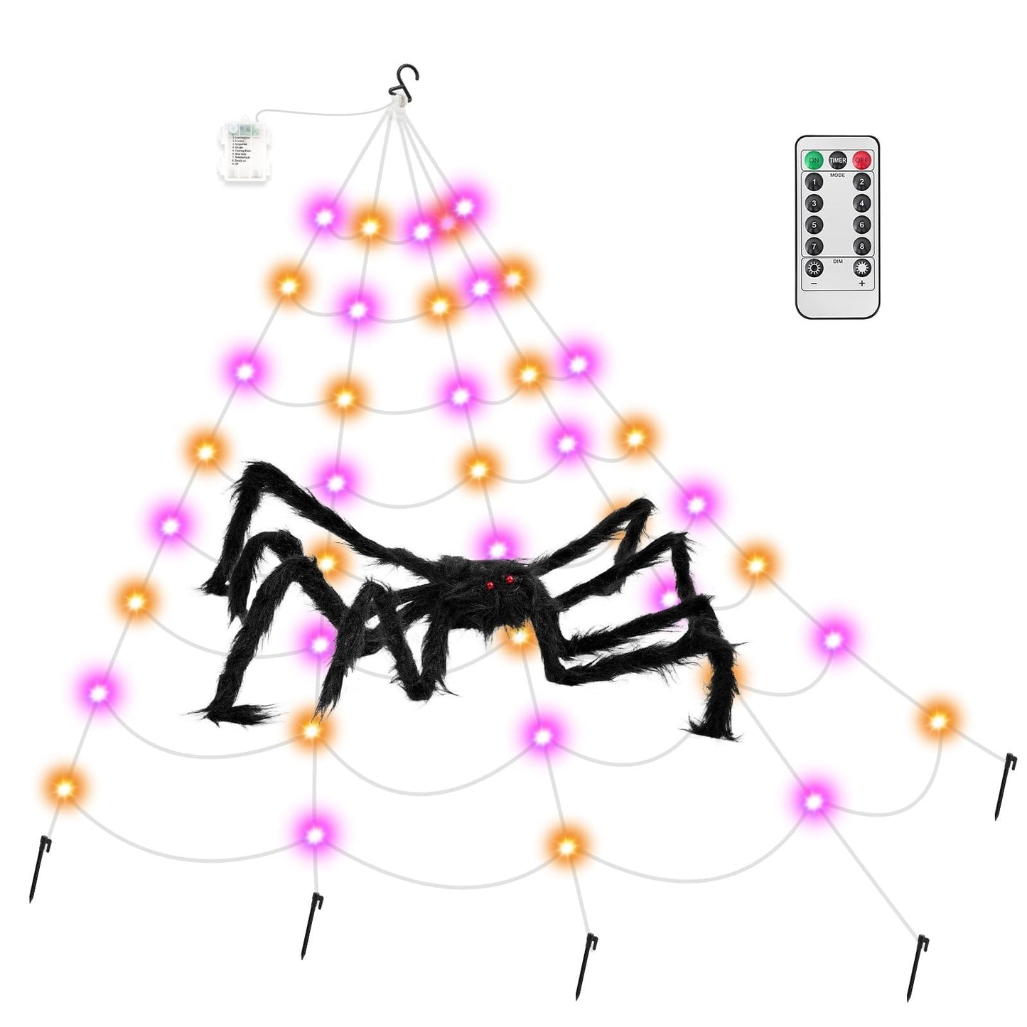 TRIXES GIANT LIGHT-UP SPIDERS WEB AND SPIDER – XL HALLOWEEN DECORATION