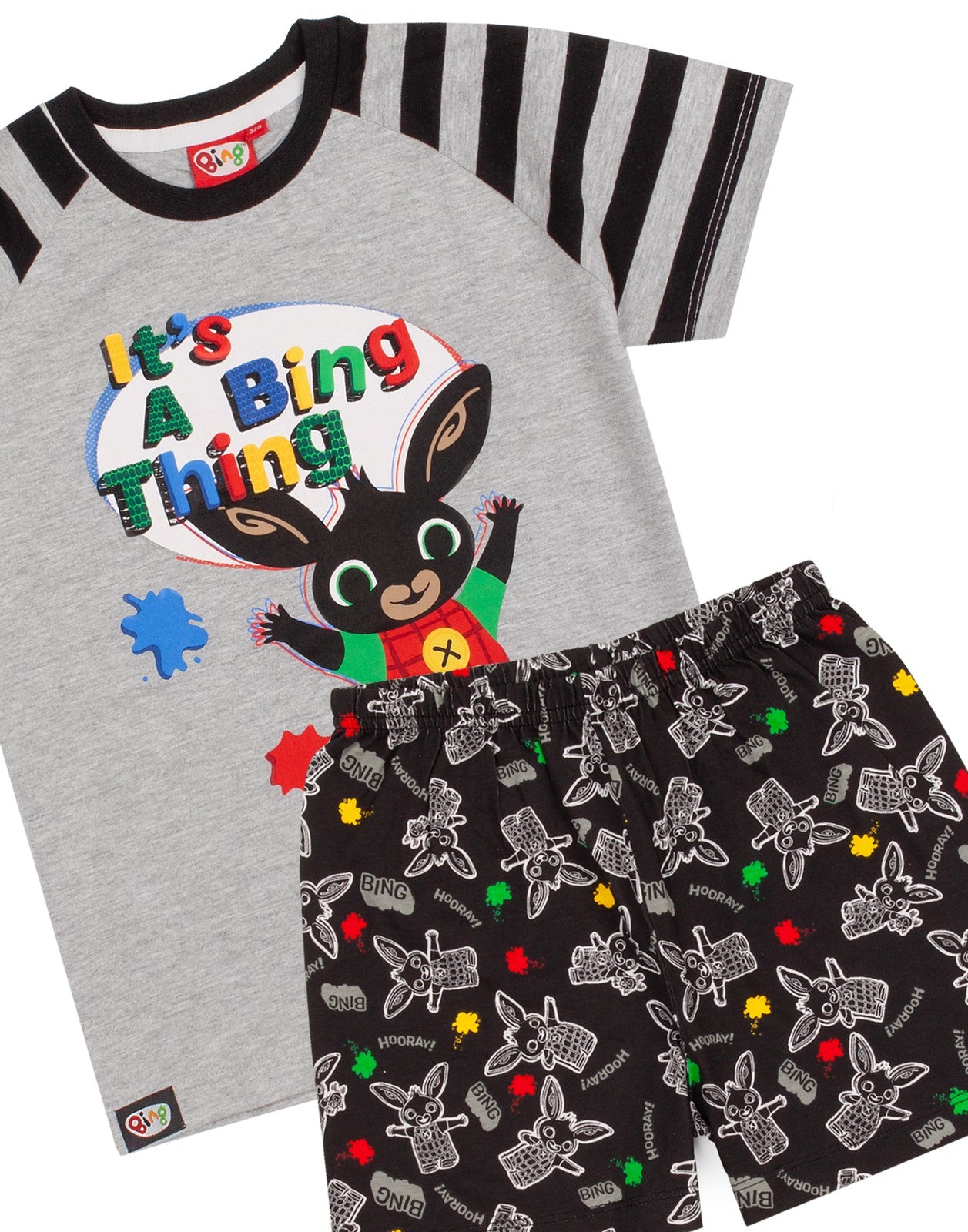 Bing Bunny Short Sleeve Short Leg Pyjama Set | Boys Grey | Official Merch