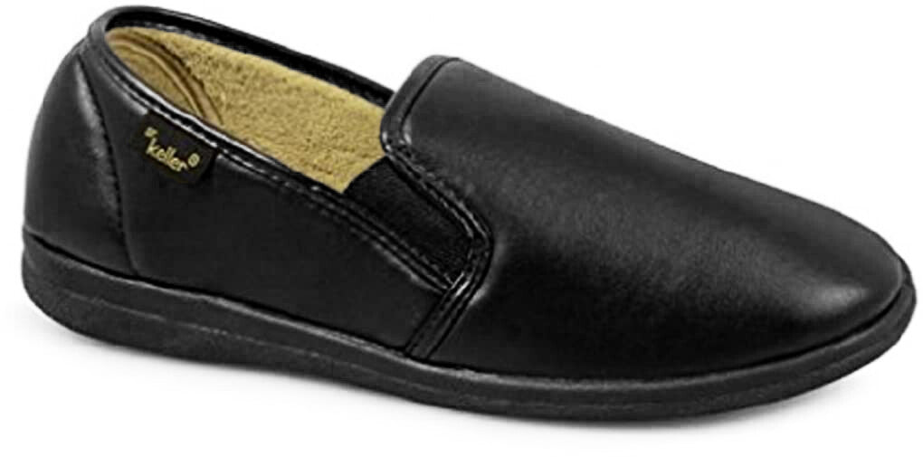 DR KELLER MENS SLIPPERS STRAP FLEECE UPPER WARM  CUSHIONED CASUAL SLIP ON SHOES