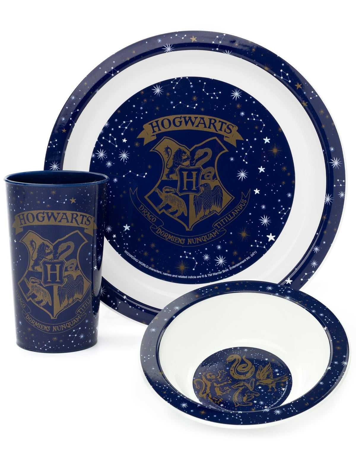 Harry Potter 3 Piece Tableware Set | Unisex Kids Navy | Official Merch