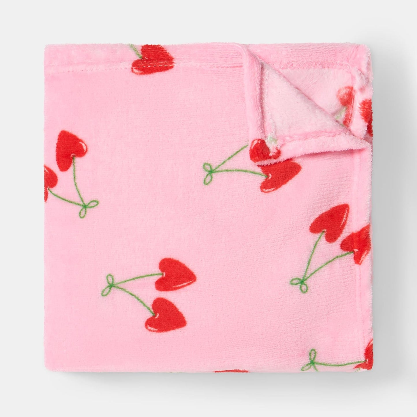OHS Cherry Print Throw Ultra Soft Blanket Flannel Fleece Lightweight Bedspread