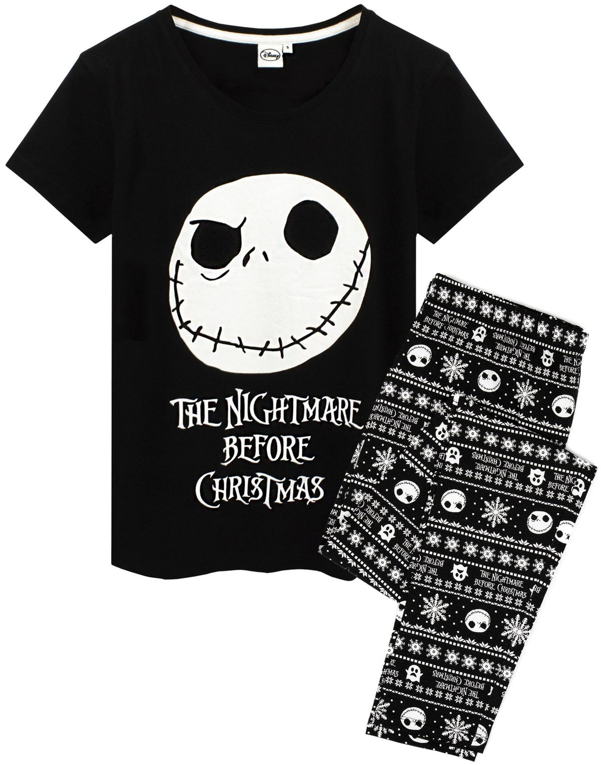 Disney Short Sleeve Long Leg Pyjama Set | Womens Black | Official Merch
