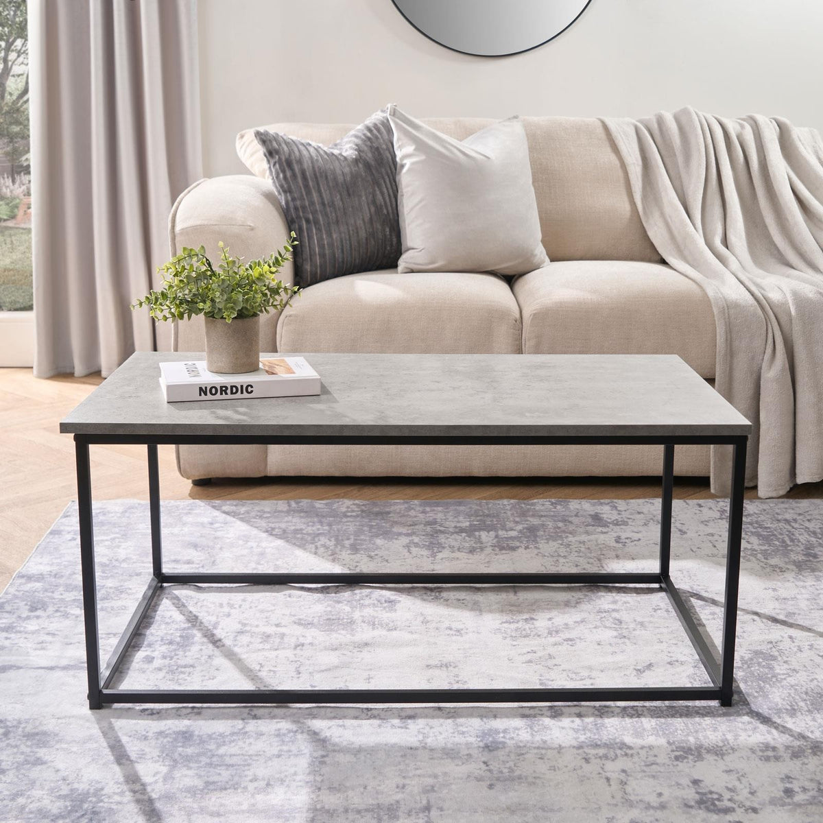 OHS Coffee Table Marble Bedside End Living Room Modern Metal Frame Home Decor