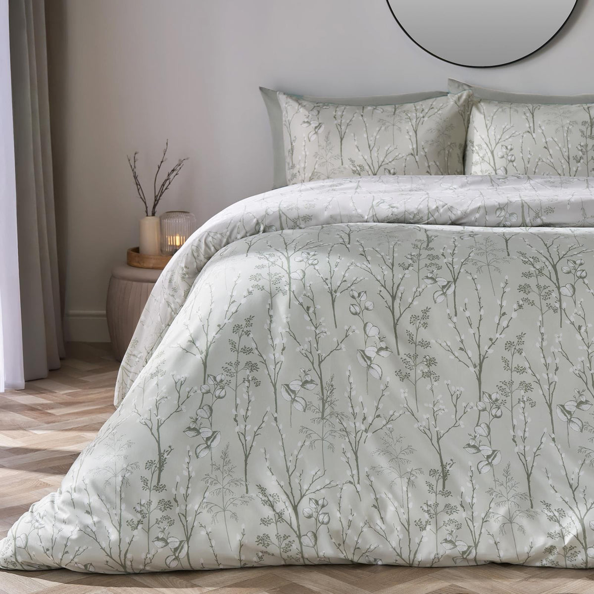 OHS Willow Branch Bedding Set Microfibre Duvet Cover with Pillowcase