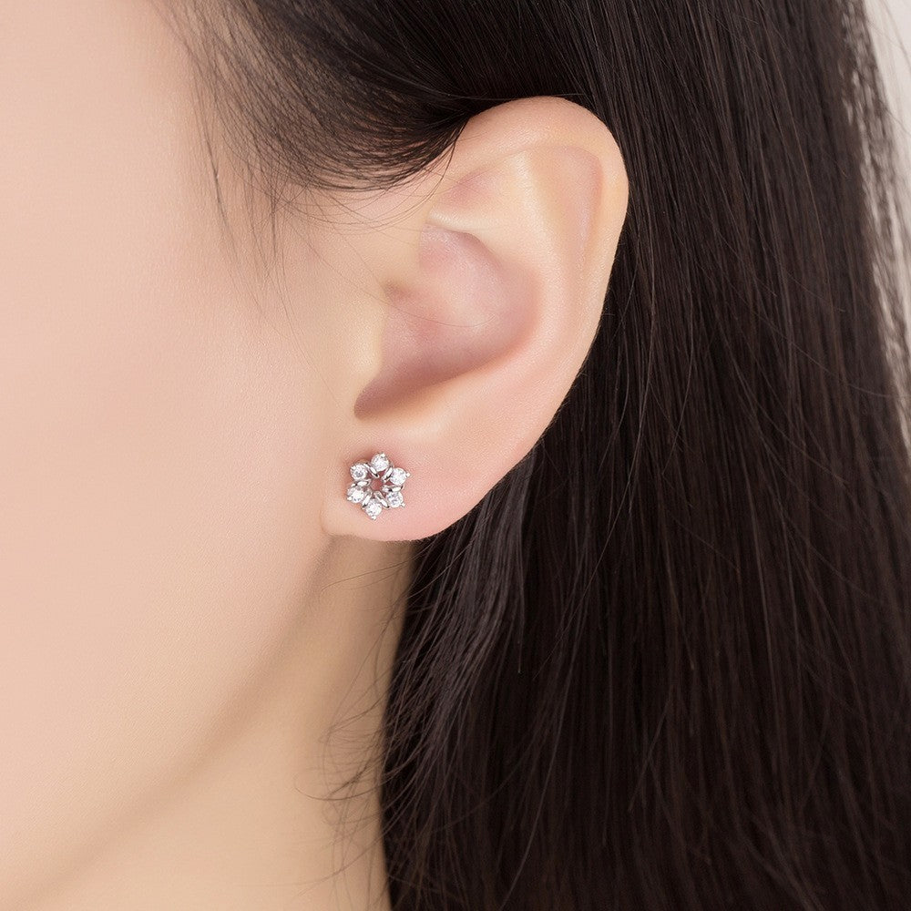925 Sterling Silver Crystal Swirl Stud Earrings Jewellery Women Girls Gift UK