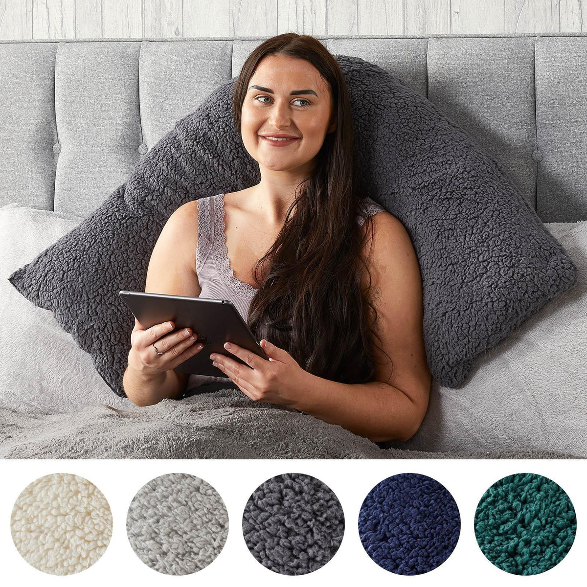 Teddy Fleece V Shaped Pillow Body Neck Support Pregnancy Orthopaedic Cushion
