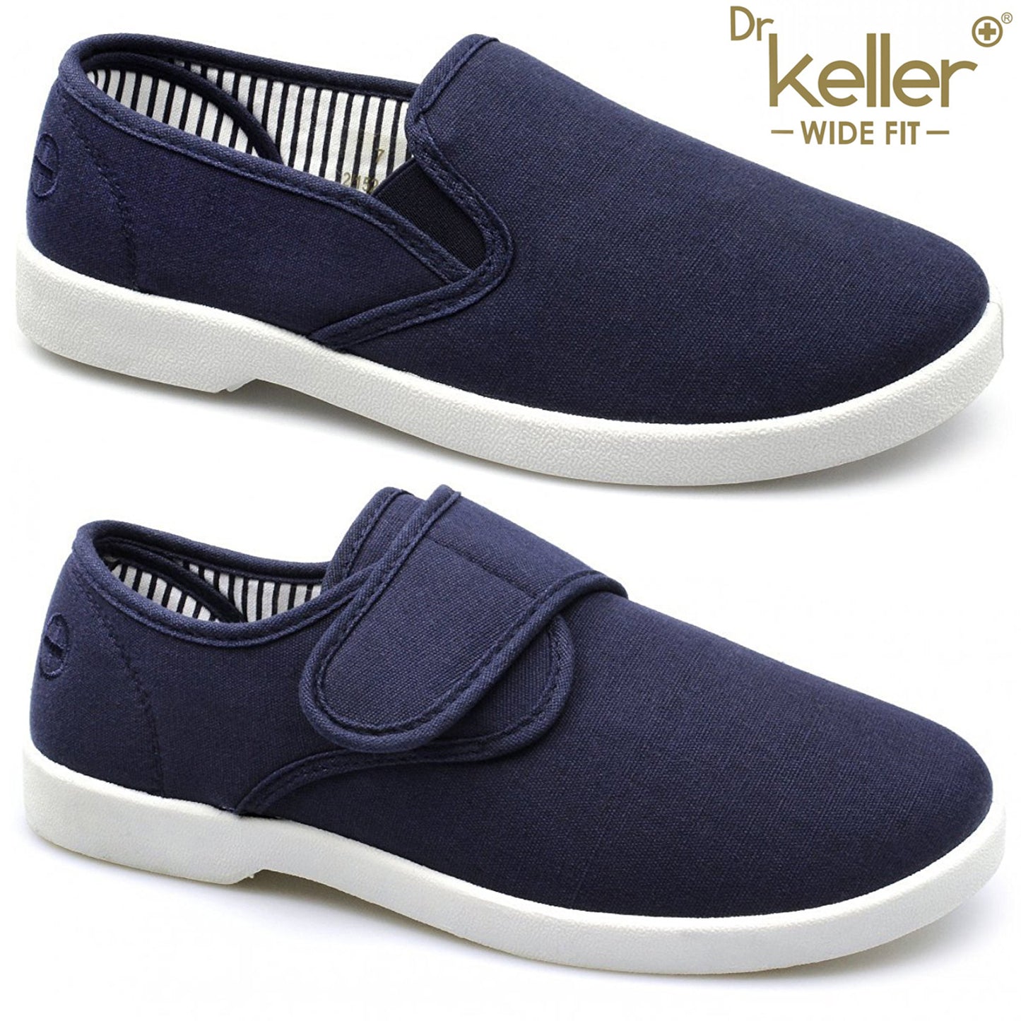 Dr Keller Mens Canvas Shoes Wide Fit Deck Pumps Padded Plimsolls Espadrilles Shu