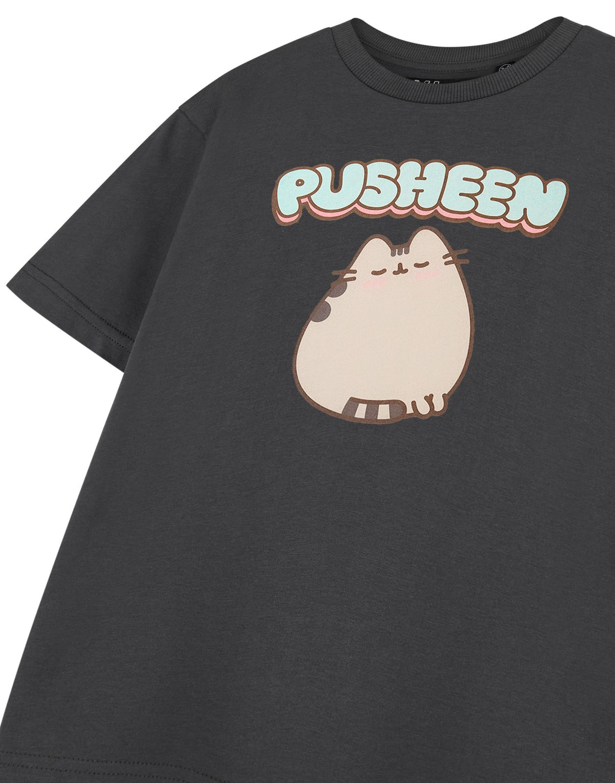 Pusheen Short Sleeved T-Shirt | Girls Charcoal | Official Merch