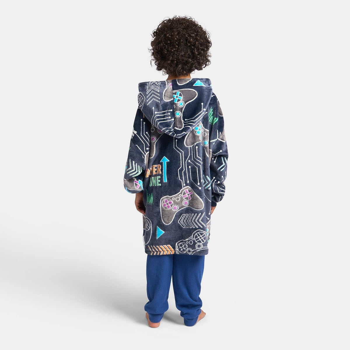 OHS Kids Print Hoodie Blanket Glow in the Dark Flannel Fleece Wearable Throw