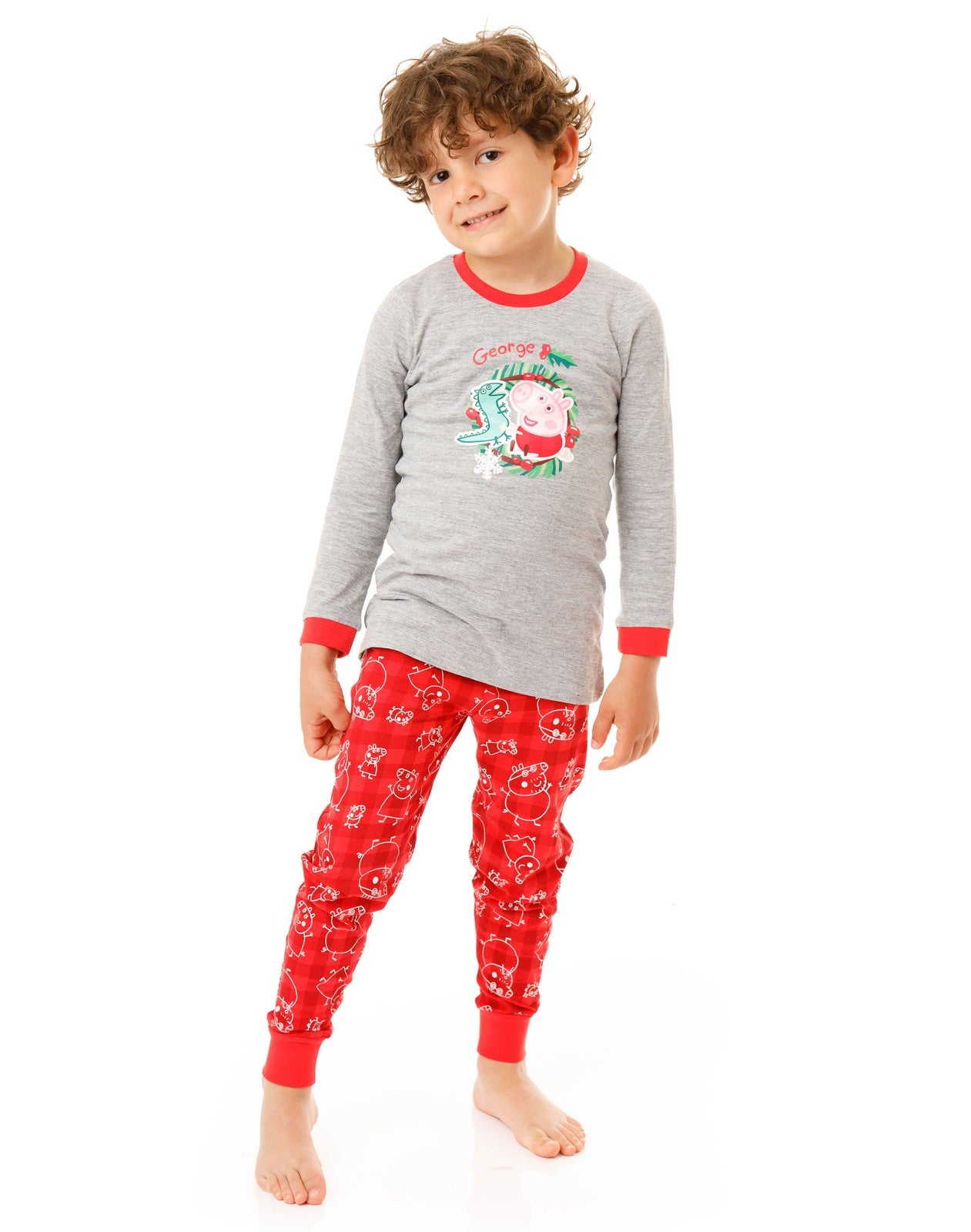 Peppa Pig Long Sleeve Long Leg Pyjama Set | Boys Red | Official Merch