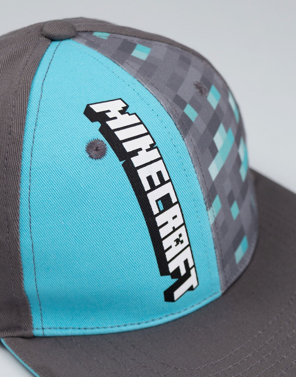 Minecraft Snapback Flat Cap | Boys Grey Gaming | Official Merch