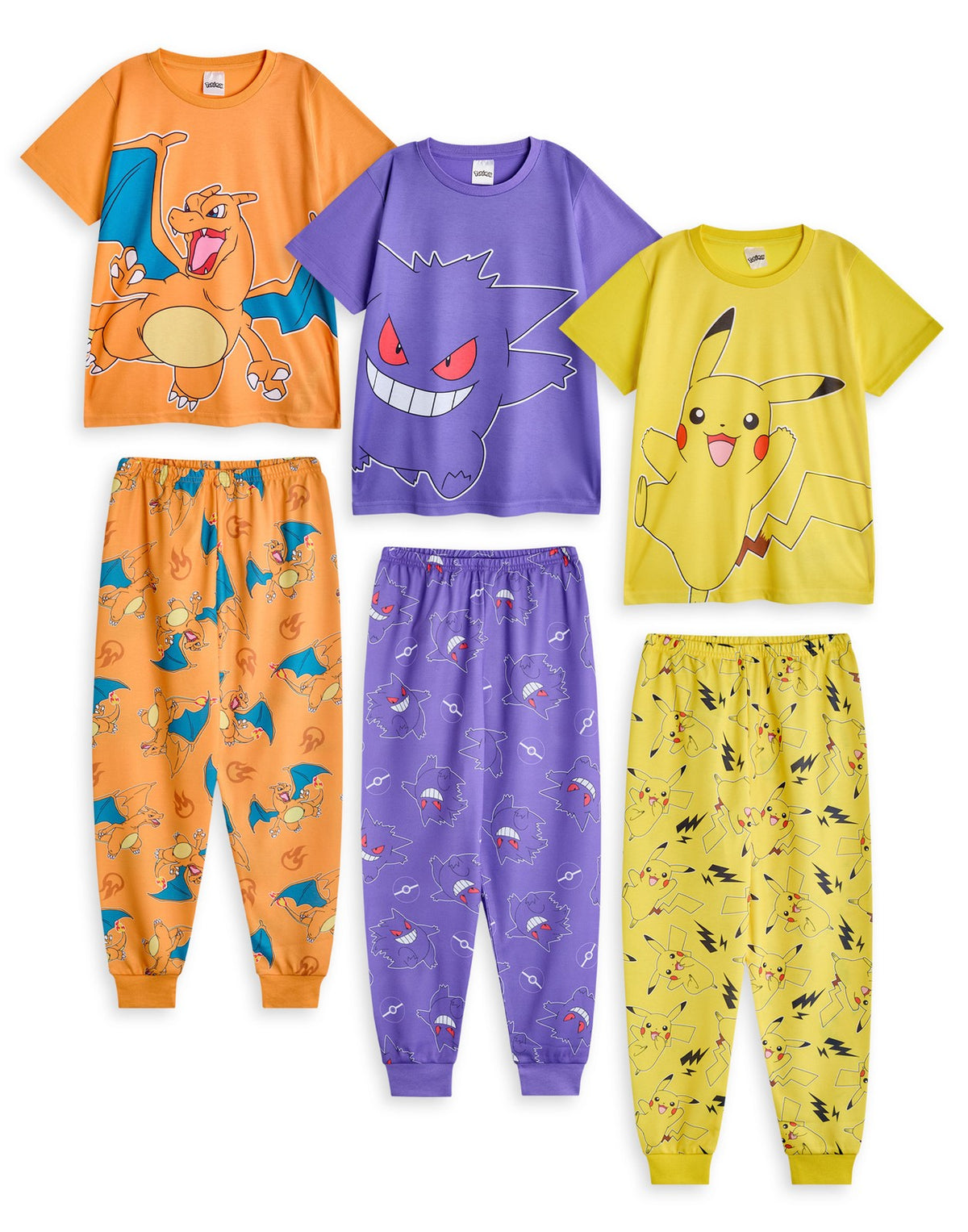 Pokemon Multi-Pack of 3 Short Sleeve Long Leg Pyjama Set | Boys Multicoloured |
