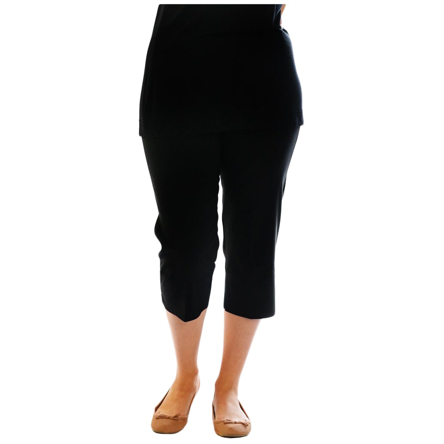 3/4 LENGTH WOMENS LADIES STRETCH ELASTICATED WAIST PLAIN PANTS CROPPED TROUSERS