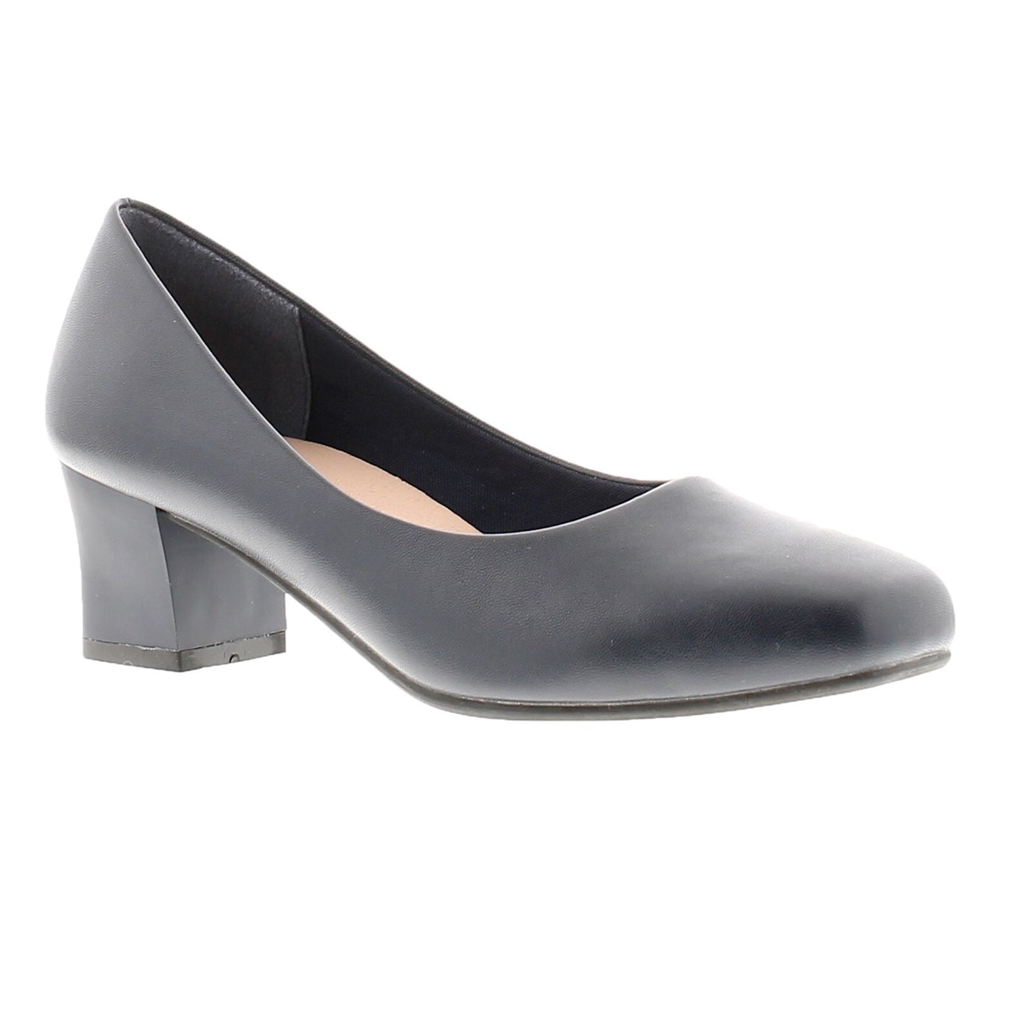 Ladies Court Shoes Wide Fit Mid Block Heel Casual Formal Office Work Footwear
