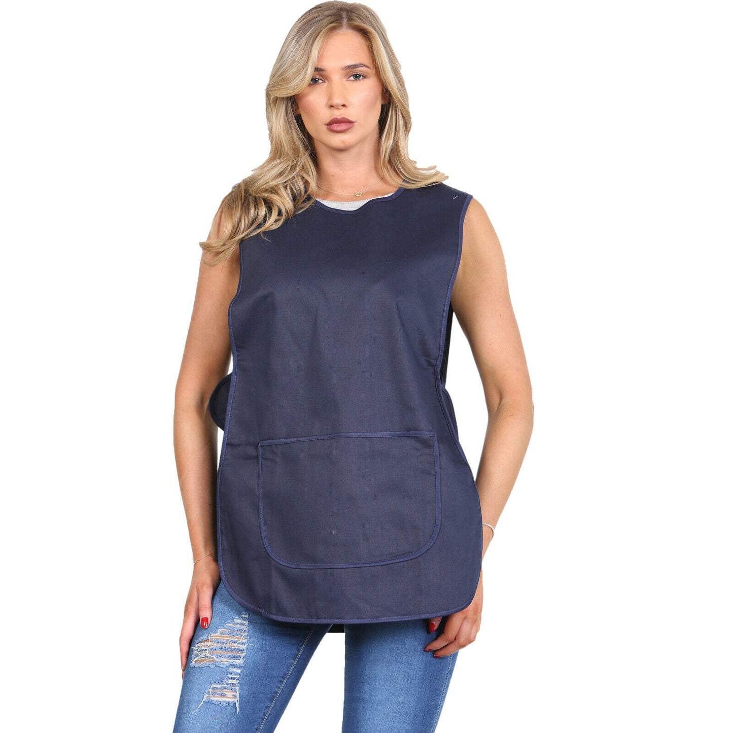 Plain Tabard Apron Workwear Cleaning Catering Salon | Large Pocket | Popper Fast