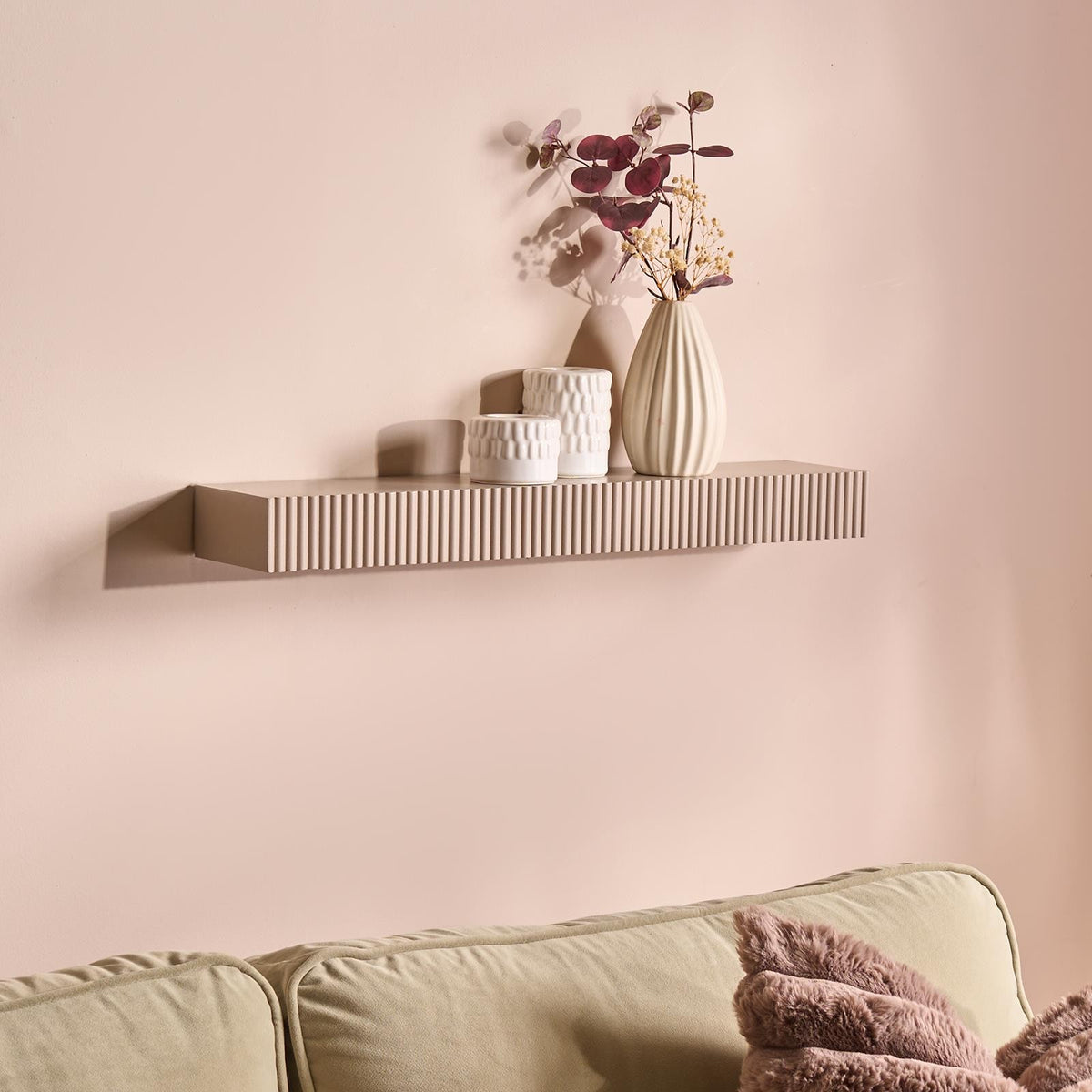 OHS Ribbed Floating Shelf Wall Storage Organiser Home Living Room Decor