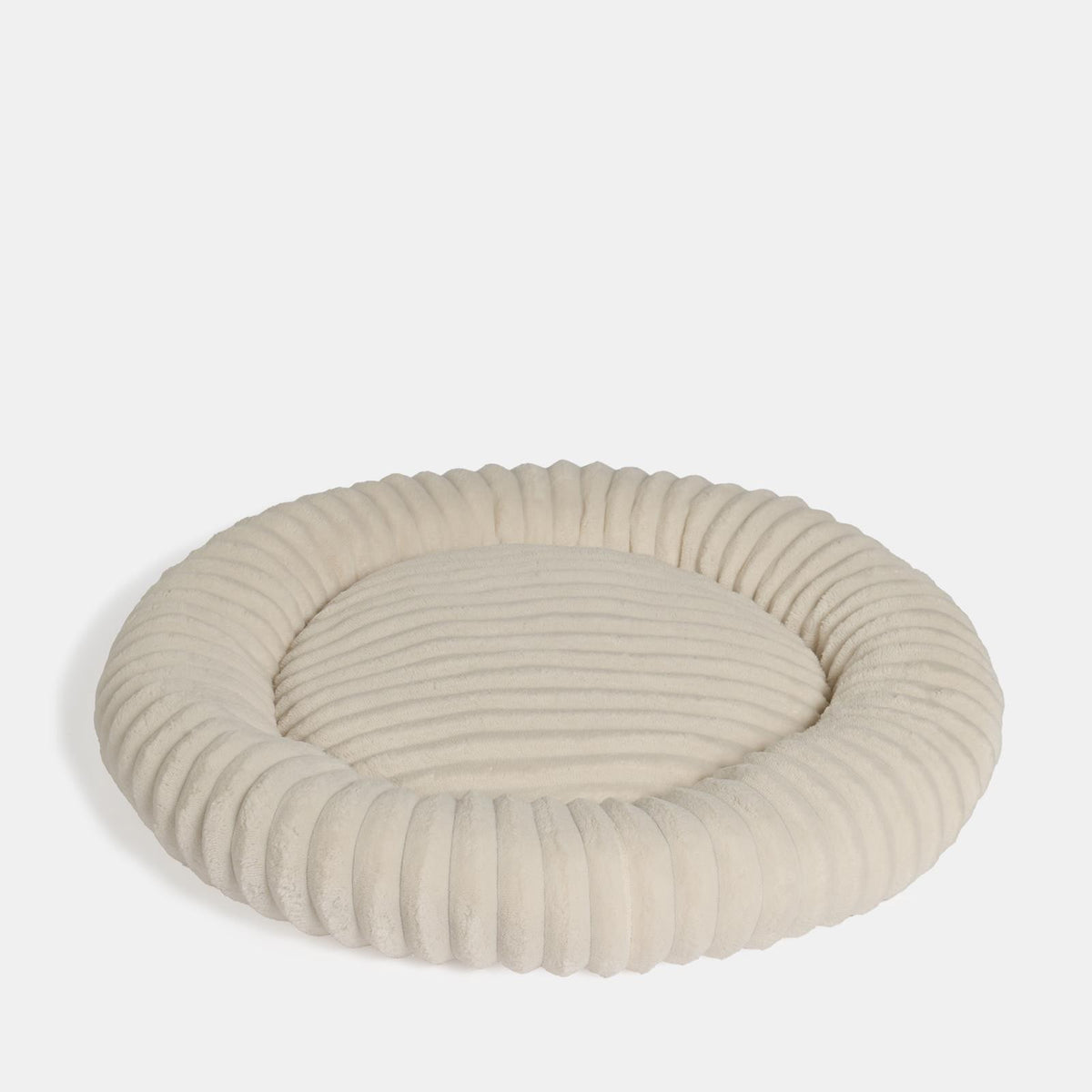 OHS Ribbed Pet Bed Soft Fleece Round Calming Anti Anxiety Cushion for Dog Cat