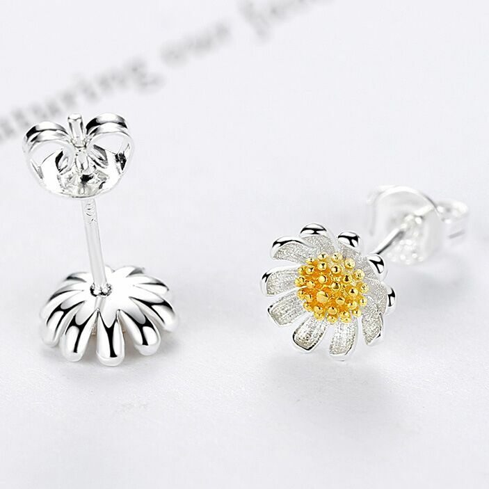 Women Sun Flower Pendant Necklace Stud Earrings Ring 925 Sterling Silver