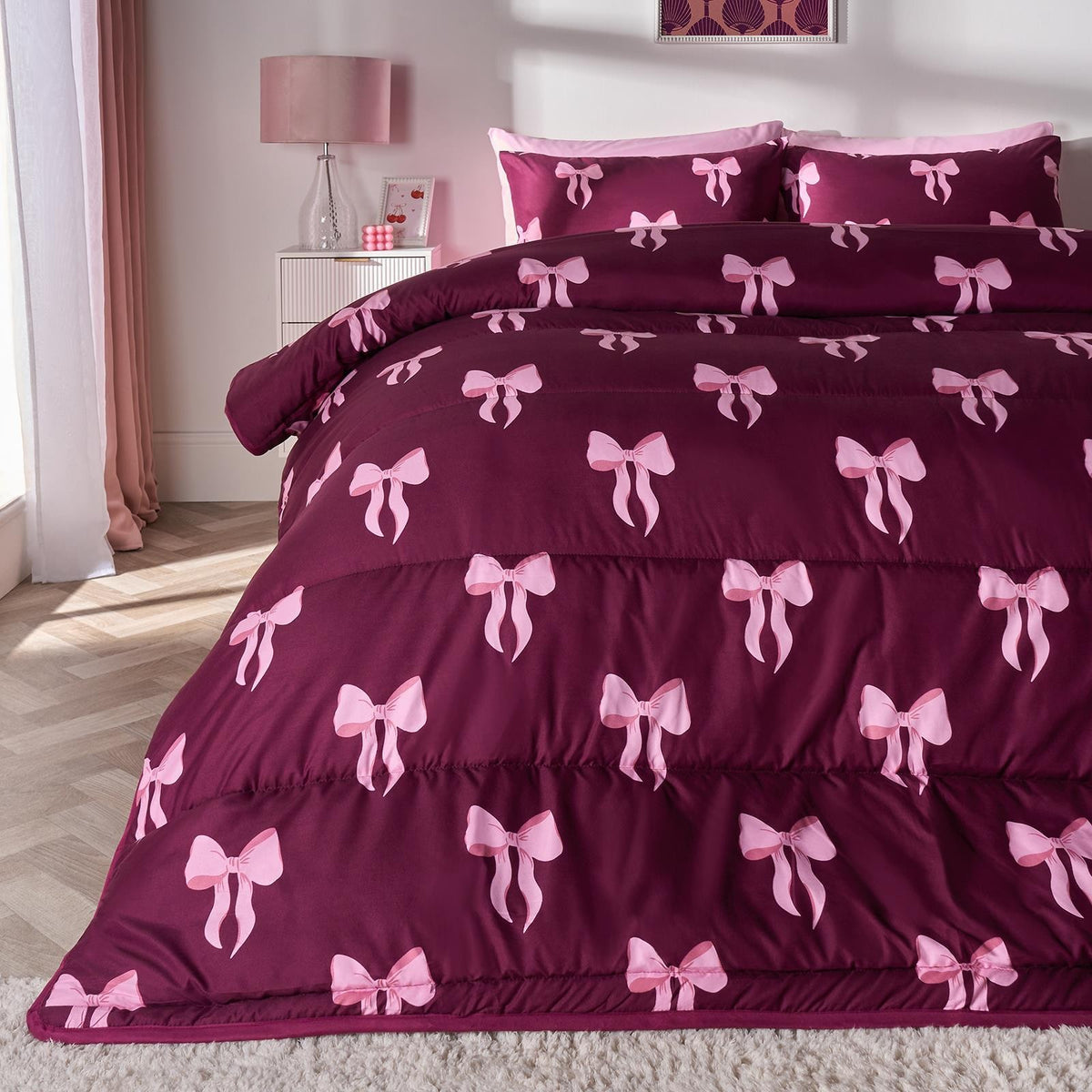 OHS Bows 10.5 Tog Coverless Duvet with Pillowcase Winter Warm Bedding Set