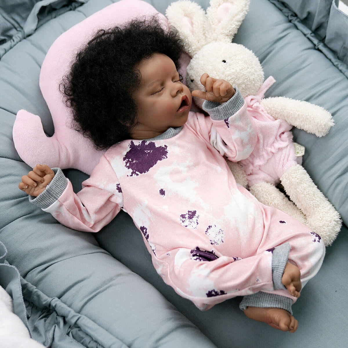 Realistic Reborn Dolls African American Newborn Girl Dark Black Baby Doll Gift