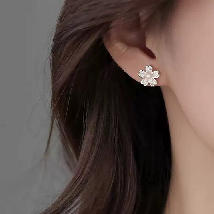 925 Sterling Silver Pearl Flower Stud Earrings Jewellery Women Girls Gift