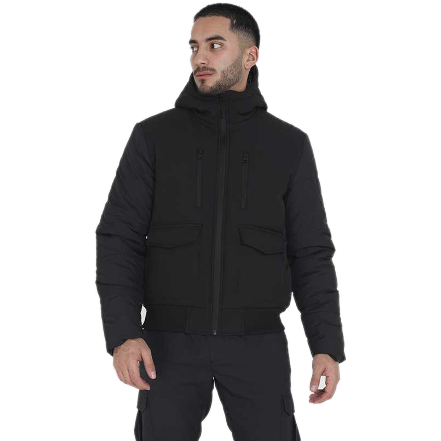 BRAVE SOUL MEN QUILTED HOODED PADDED BOMBER JACKET WARM BUBBLE PUFFER PUFFA COAT