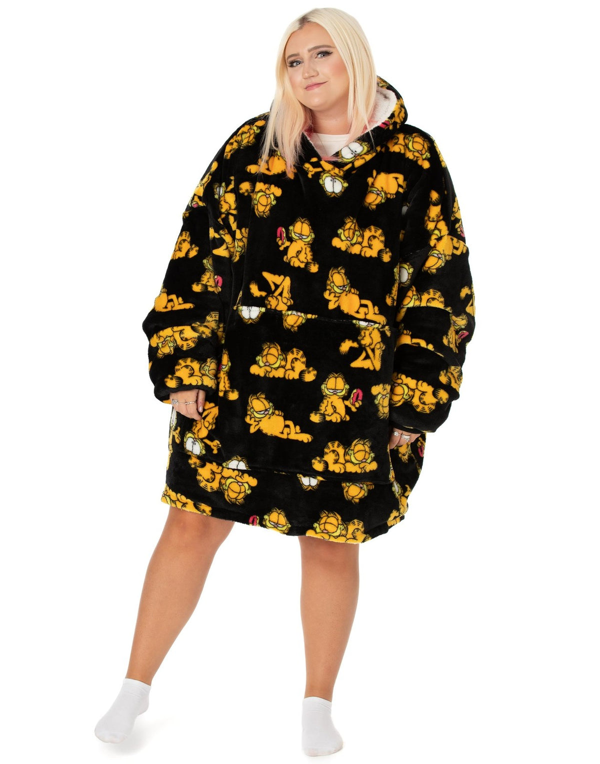Garfield Blanket Hoodie | Mens Black | Official Merch