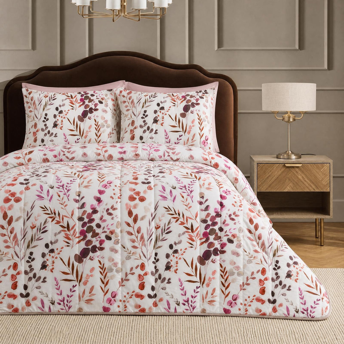 OHS Coverless Duvet & Pillowcase 10.5 Tog Floral Print Bedding Set Easy Care