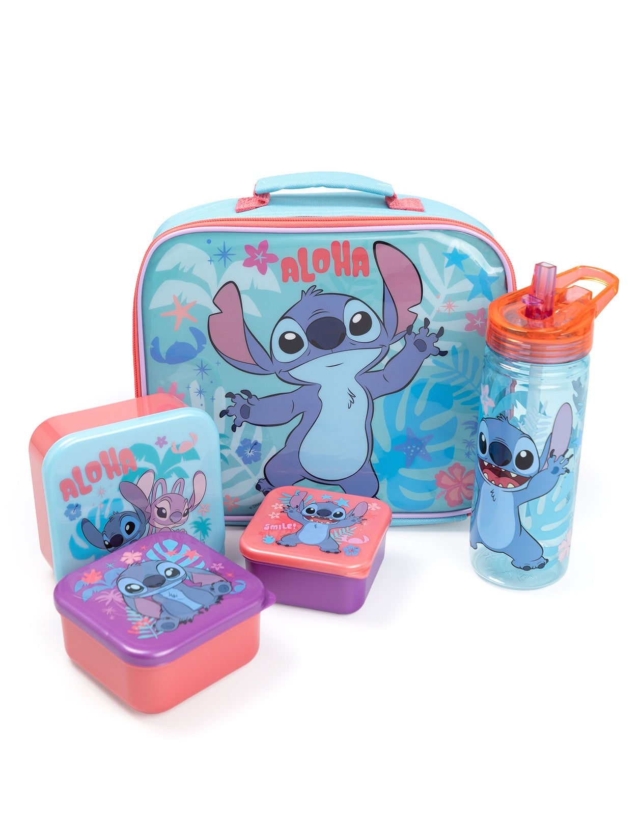 Disney Lunch Bag Bottle and 3 Snack Pot | Girls Blue | Official Merch