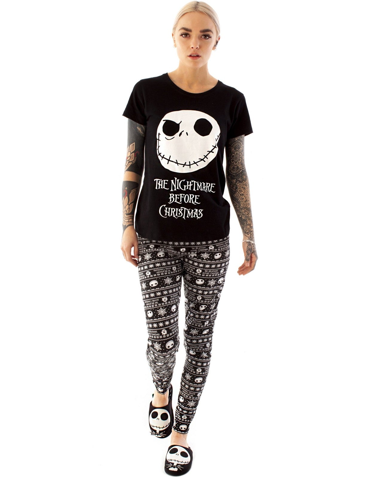 Disney Short Sleeve Long Leg Pyjama Set | Womens Black | Official Merch