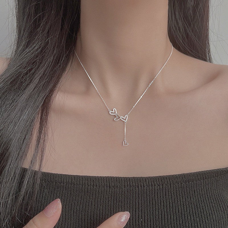 925 Sterling Silver Heart Linked Choker Necklace Women Girls Jewellery Gift UK