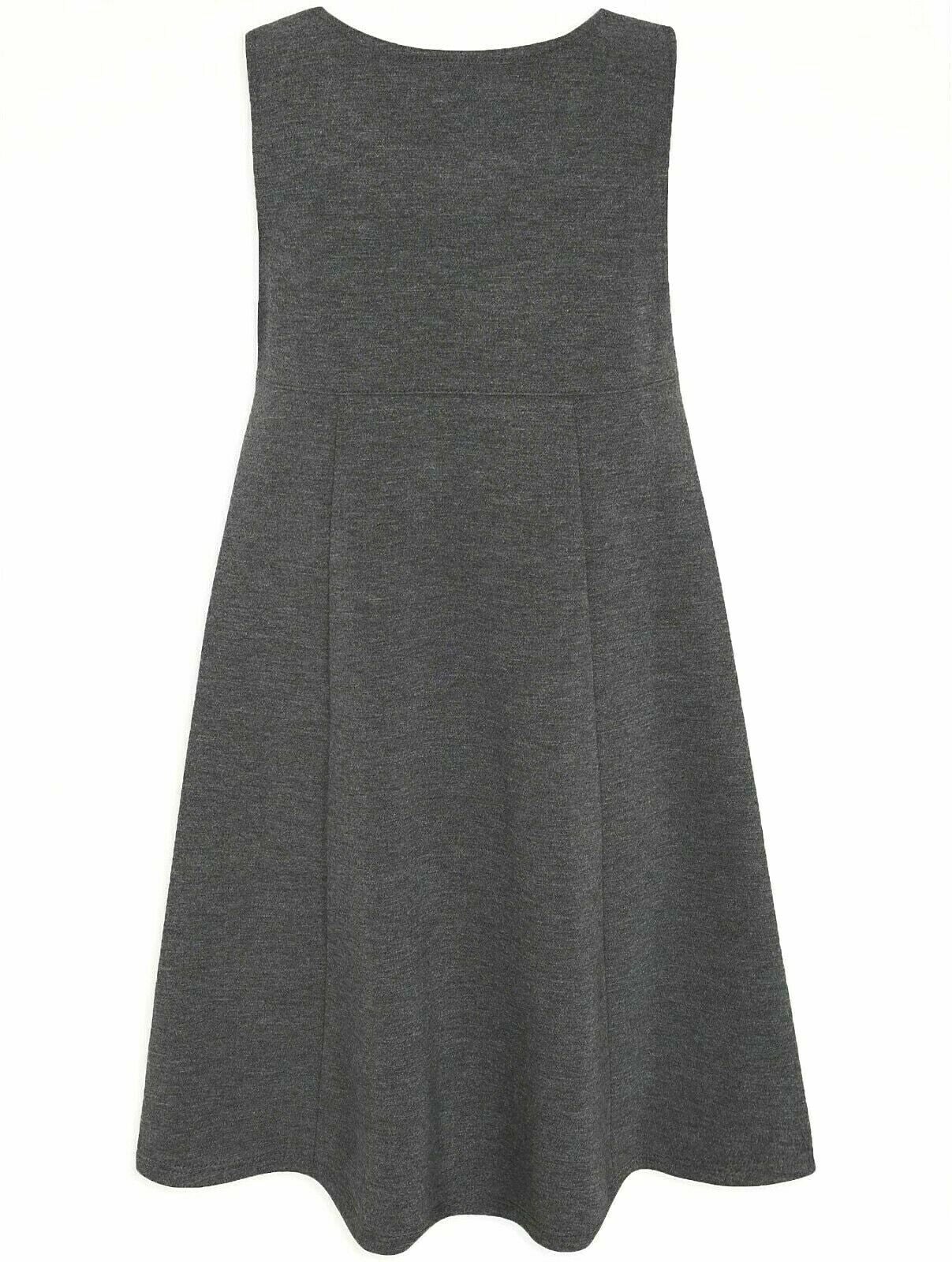 GIRLS JERSEY SCHOOL PINAFORE DRESS SOFT & STRETCHY UNIFORM GREY AGES 2-12