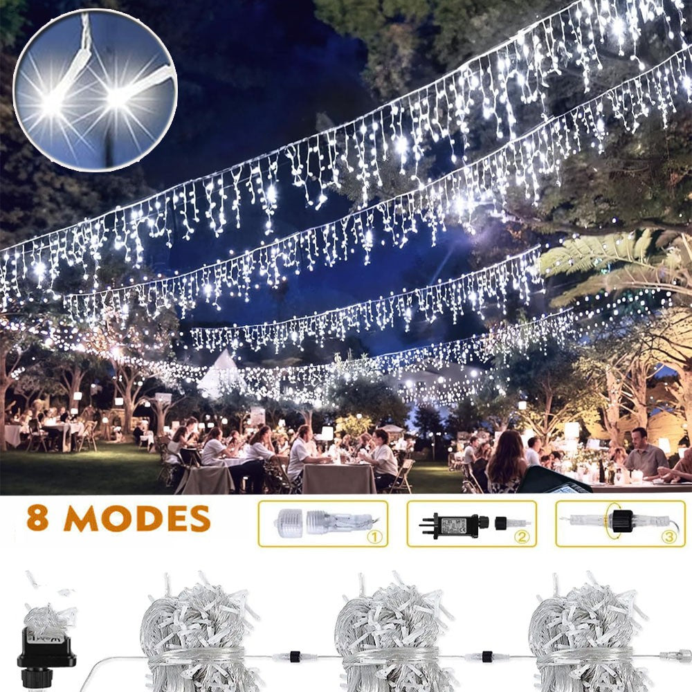 CHRISTMAS LED WHITE SNOWING ICICLE BRIGHT PARTY WEDDING XMAS OUTDOOR LIGHTS