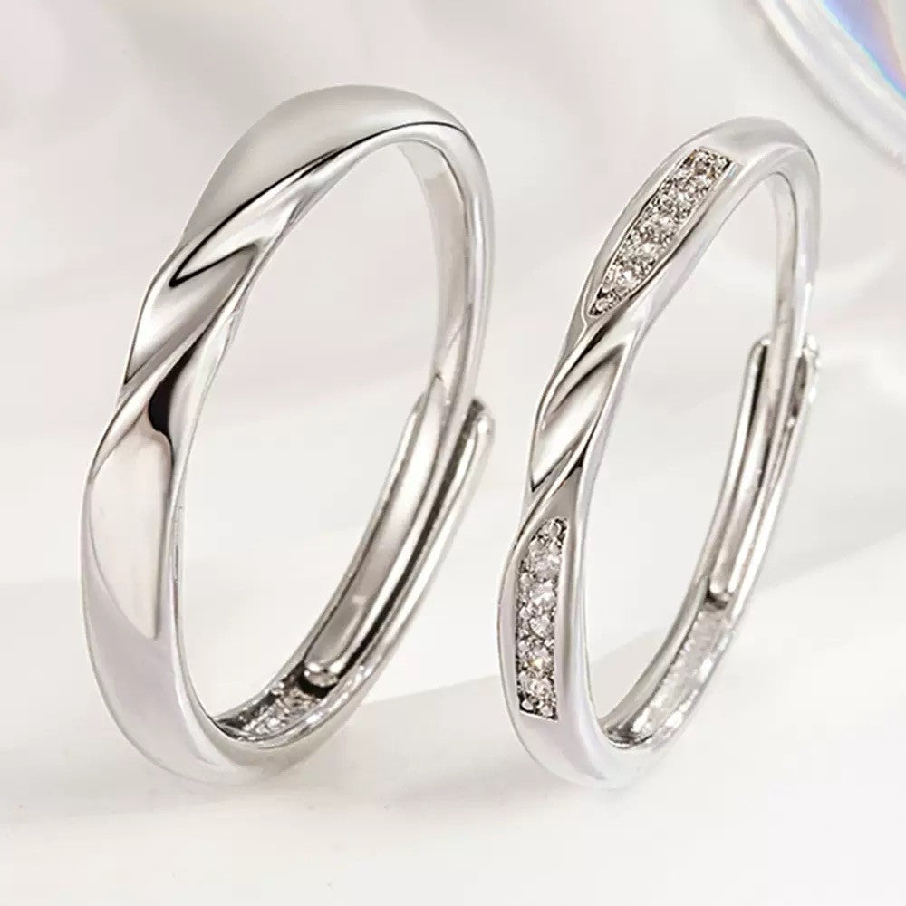 925 Sterling Silver Crystal Stone Adjustable Ring Engagement Women Jewellery UK