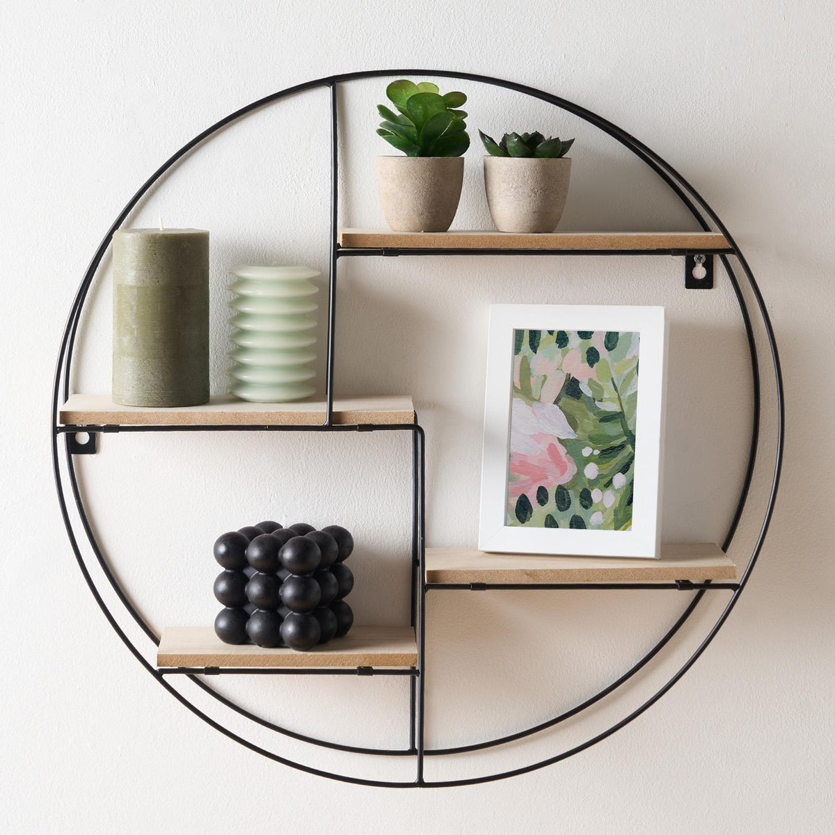 Round Multi Tier Shelf Foldable Home Decor Wall Display Office Storage Organiser