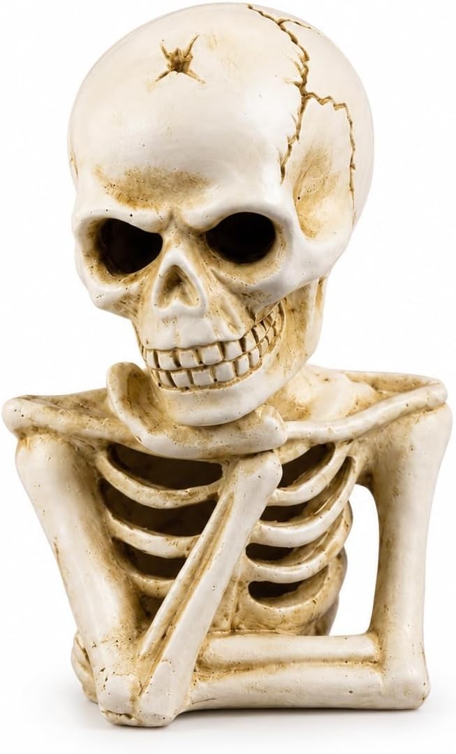 Halloween Skeleton Decoration 18cm Sitting Polyresin Scary Table Ornament